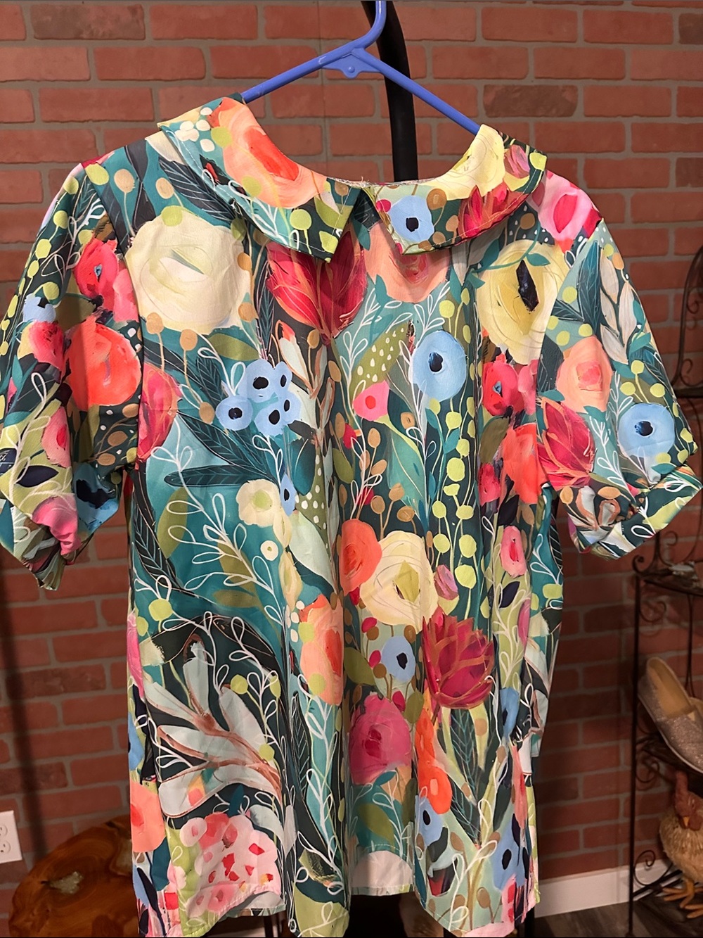 Girls Floral Peter Pan Collar Dress - Multicolor